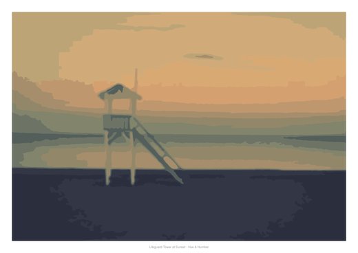 Lifeguard Tower at Sunset, painted