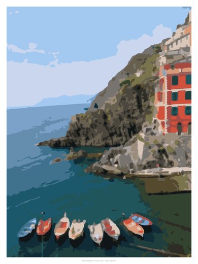 Harbour Boats, Cinque Terre, painted