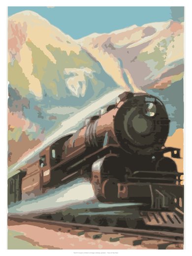 North Coast Limited (vintage railway poster), painted