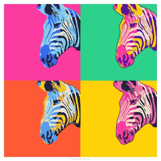Pop Art Zebra (4 panels), painted