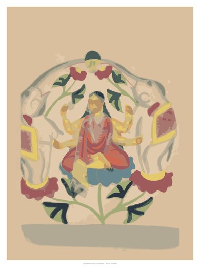 Gajalakshmi with Elephants, painted