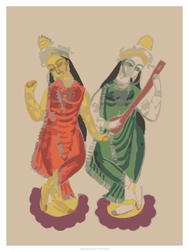 Lakshmi and Saraswati, painted