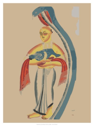 Vasudeva Carries Baby Krishna to Safety, painted