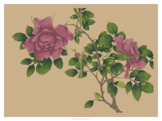 Pink Rose Branch, painted
