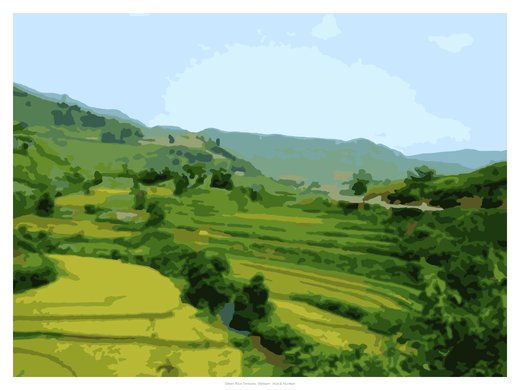 Green Rice Terraces, Vietnam, painted