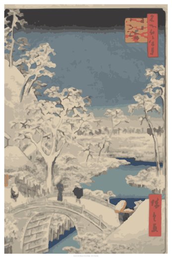 Snow at the Meguro Drum Bridge, painted