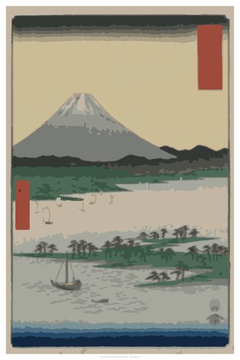 Mount Fuji from the Pine Groves of Miho, painted