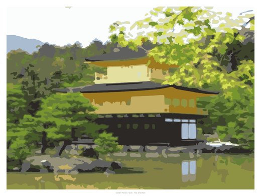 Golden Pavilion, Kyoto, painted