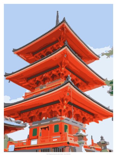 Red Pagoda at Kiyomizu-dera, Kyoto, painted