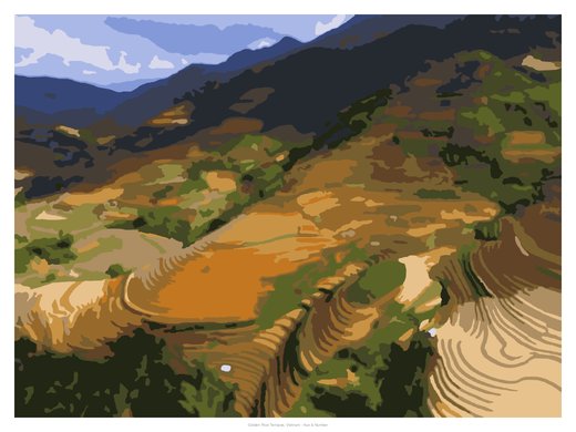 Golden Rice Terraces, Vietnam, painted