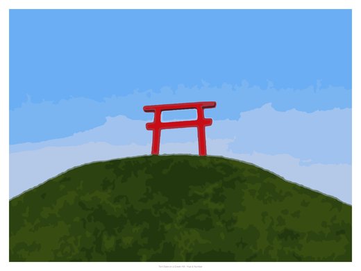 Torii Gate on a Green Hill, painted