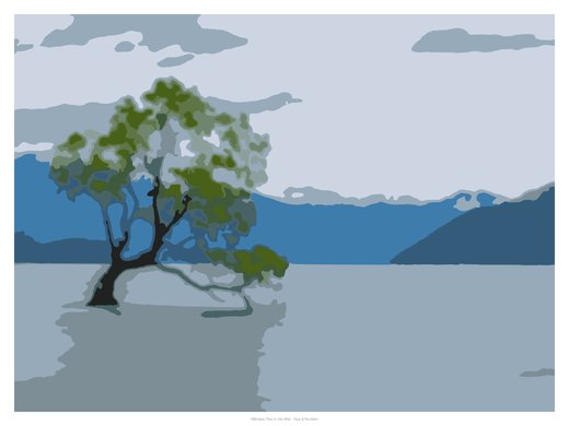 Wānaka Tree in the Mist, painted