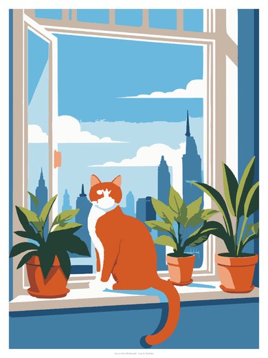 Cat on the Windowsill, painted