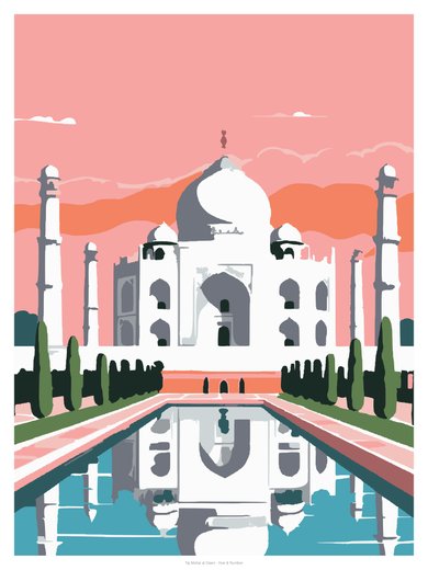 Taj Mahal at Dawn, painted