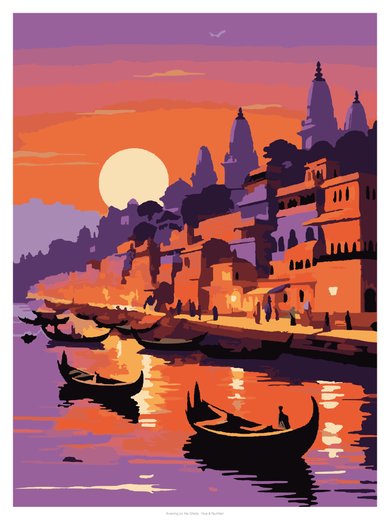 Evening on the Ghats, painted