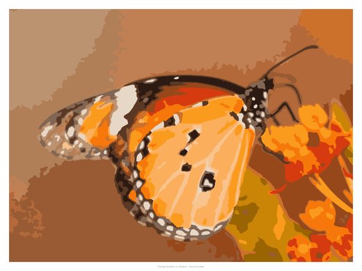 Orange Butterfly on Flowers, painted