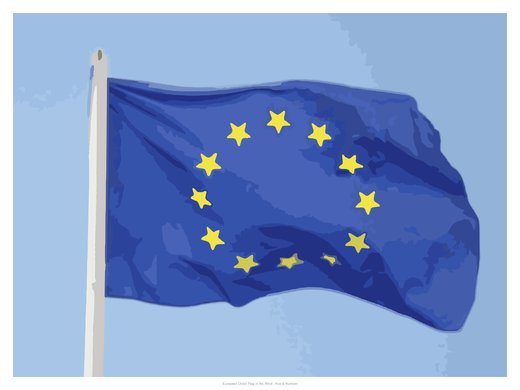 European Union Flag in the Wind, painted