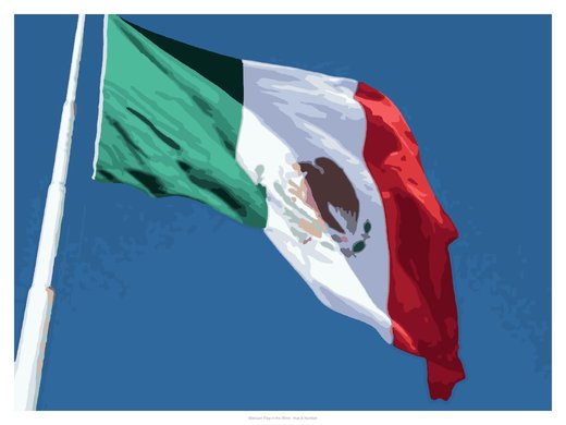 Mexican Flag in the Wind, painted