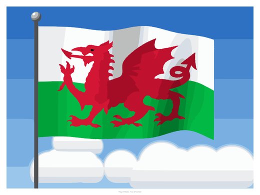 Flag of Wales, painted