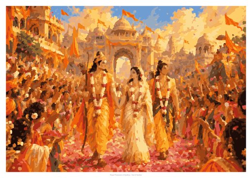 Royal Procession of Ayodhya, painted