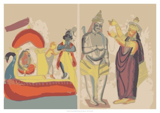 Krishna Ferrying Radha Across the Yamuna, painted