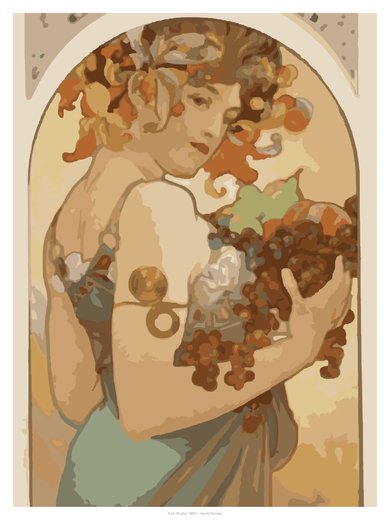 Fruit (Mucha, 1897), painted
