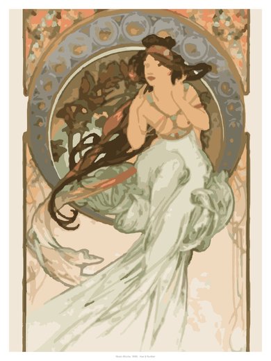 Music (Mucha, 1898), painted