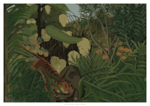 Fight Between a Tiger and a Buffalo, painted