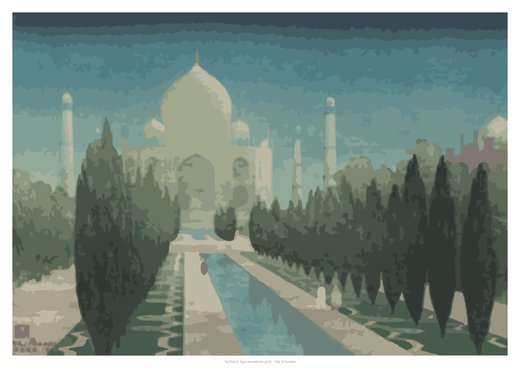 Taj Mahal, Agra (woodblock print), painted