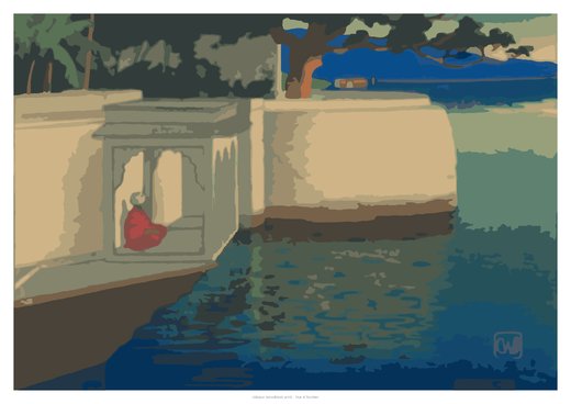 Udaipur (woodblock print), painted