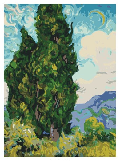 Cypresses (Van Gogh, 1889), painted