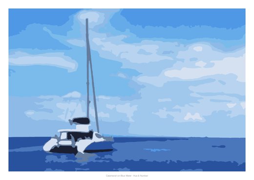 Catamaran on Blue Water, painted